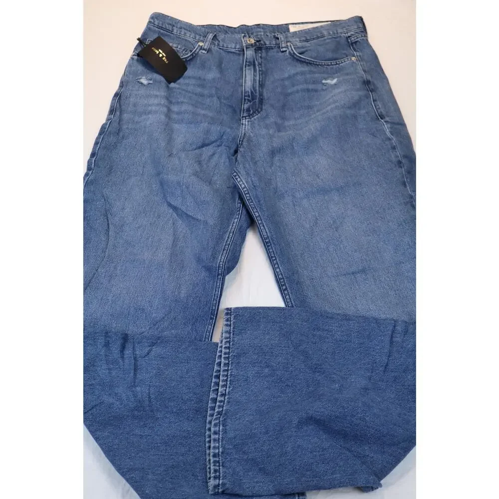 NEW Rag & Bone Shannon Relaxed Straight Jeans Women's Blue Distressed Size 32 - Picture 2 of 7
